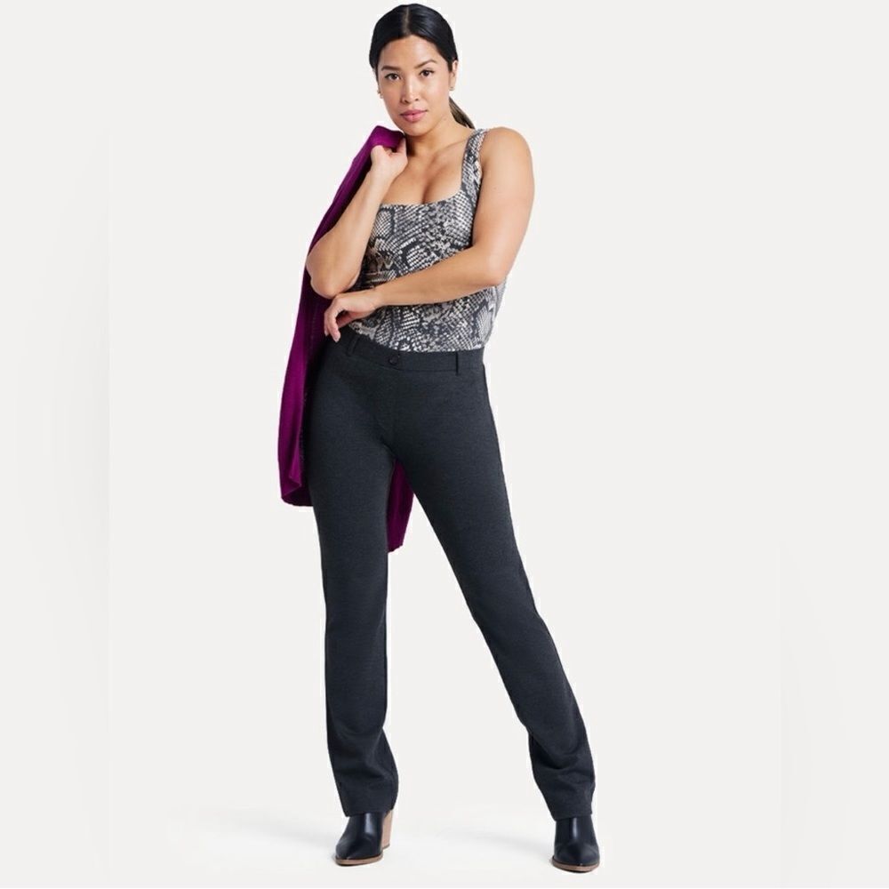 Betabrand Classic Straight Leg Yoga Dress Pants Gray Small